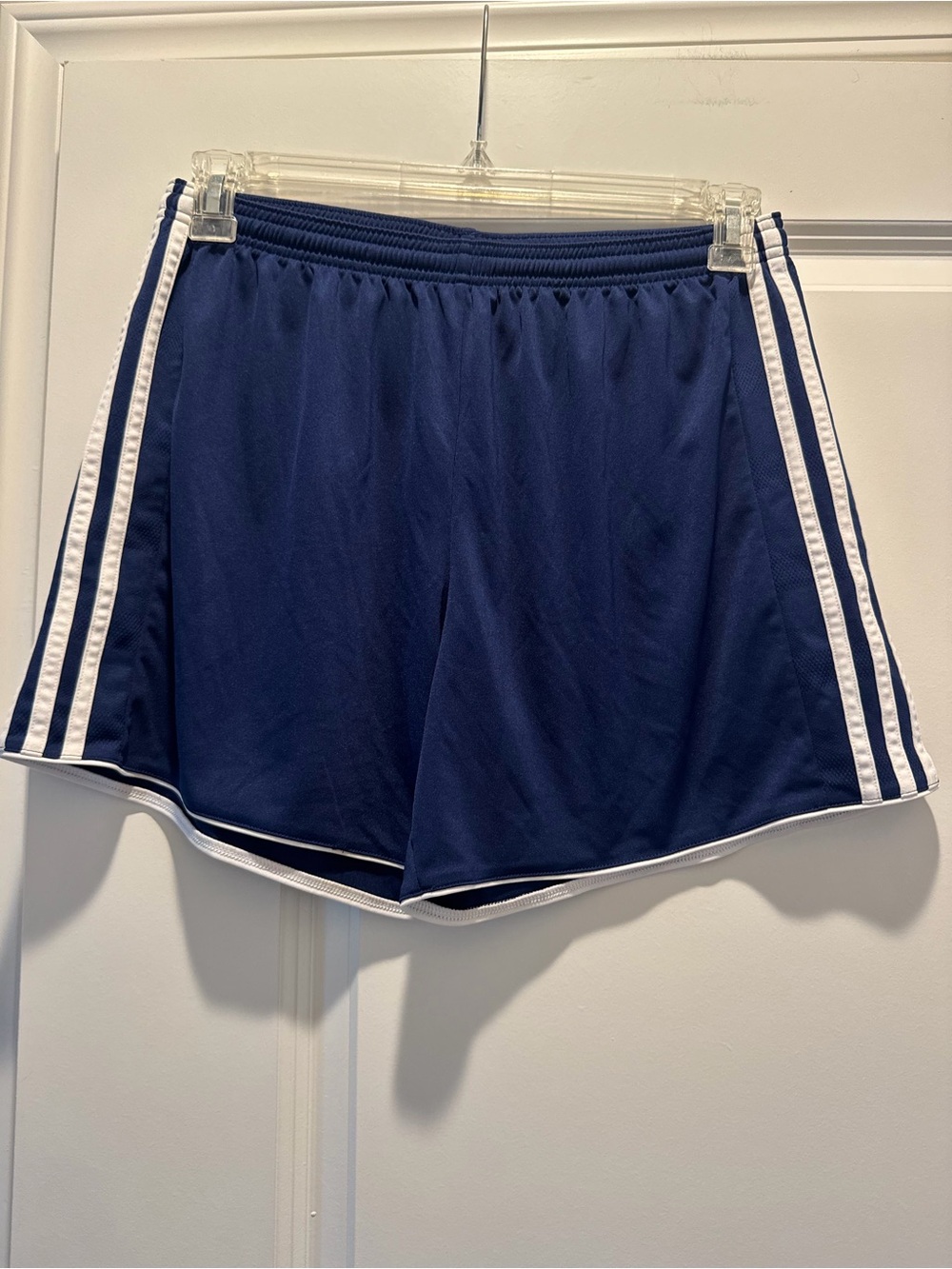 adidas Navy and White Three-Stripe Girls' Athletic Shorts